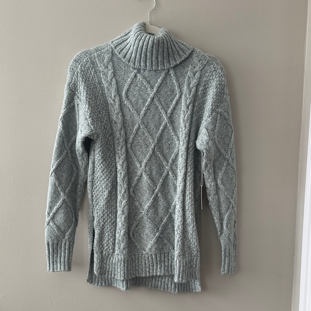 LC Lauren Conrad Light Blue/Green Cable Knit Turtleneck Sweater